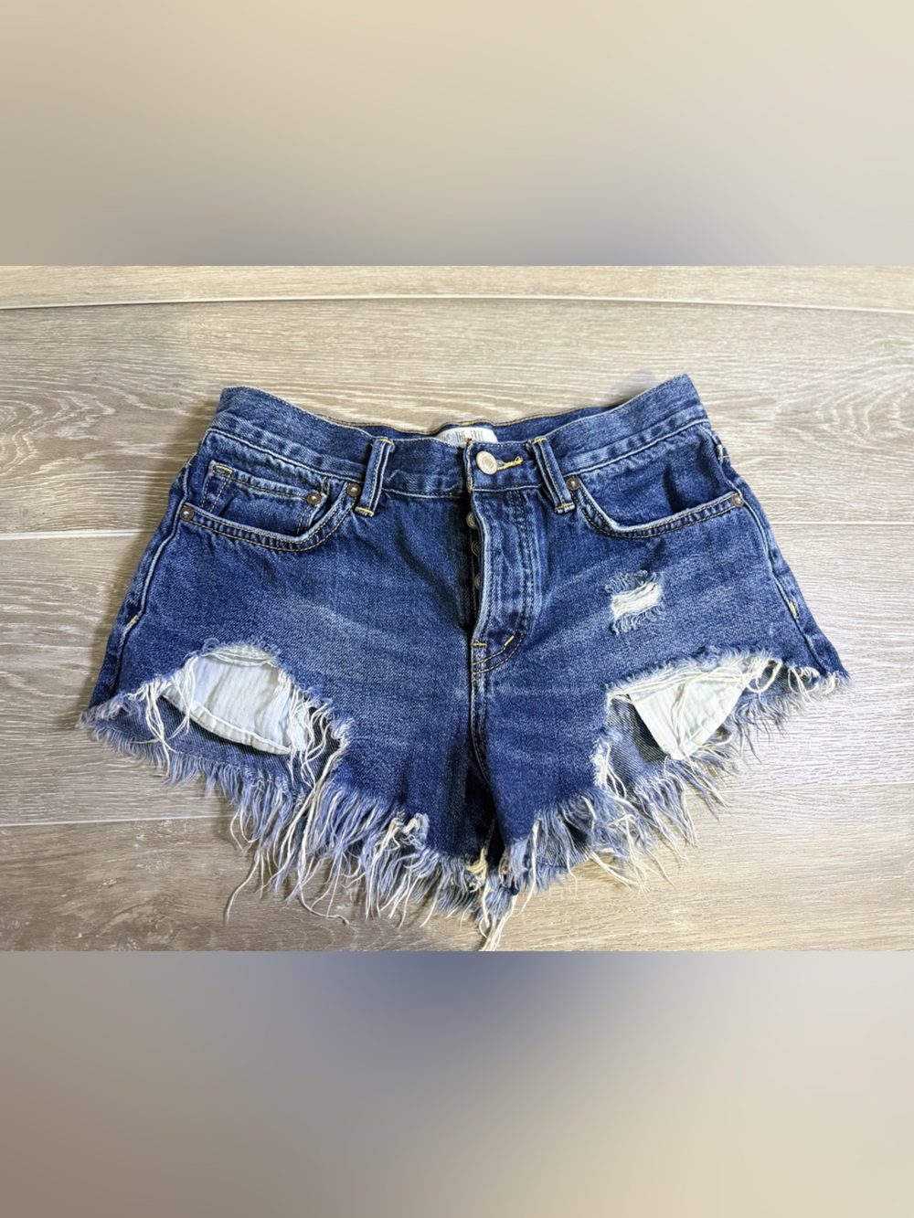 We The Free Free People Frayed Hem Distressed Denim Shorts 24